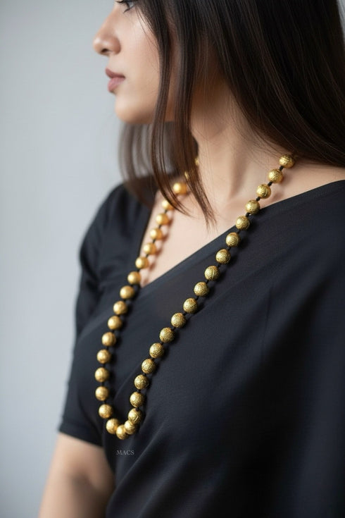 Goldplated Wax Carved Necklace